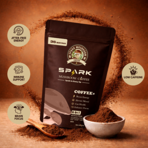 Spark 6 Organic Mushroom Coffee – 6 Adaptogenic Blend for Focus, Immunity & Gut Health (35 Servings)